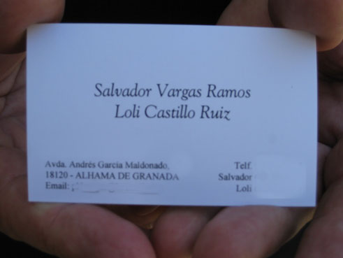 Detalle de la tarjeta de Salvador y Loli