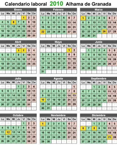  Calendario laboral de Alhama de Granada 2010 