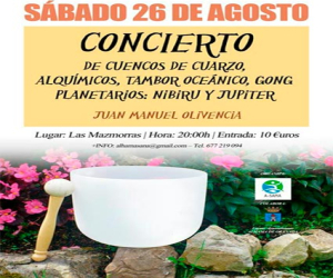 Concierto de cuencos de cuarzo, alquímicos, tambor oceánico y gongs Júpiter y Nibiru