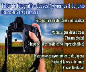 Taller de fotografía digital los días 7 y 8 de junio, en Jayena
