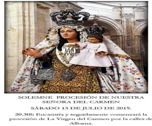 La Virgen del Carmen procesionará en Alhama después de ocho décadas
