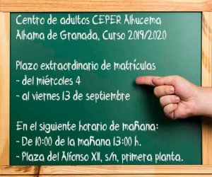 El plazo de matriculación en adultos finaliza este viernes 13 de septiembre