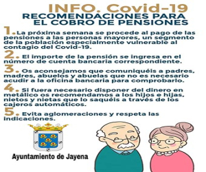El Ayuntamiento de Jayena quiere garantizar la seguridad y salud de los mayores para el cobro de las pensiones