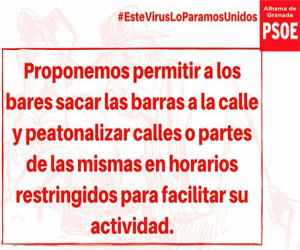 Segunda propuesta de medidas de apoyo a nuestros bares y restaurantes