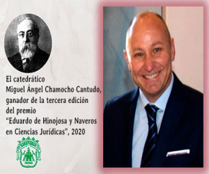 El catedrático Miguel Ángel Chamocho Cantudo, ganador de la tercera edición del premio Eduardo De Hinojosa y Naveros en Ciencias Jurídicas, 2020