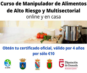 Curso Oficial de Manipulador de Alimentos Alto riesgo y Multisectorial, online (desde casa)