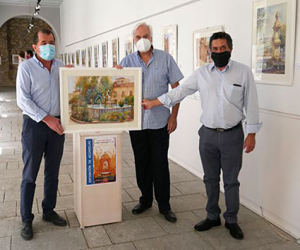 Joaquín Valderrama entregó el cuadro que ha pintado para el Ayuntamiento de Alhama 