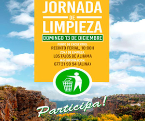El domingo 13 de diciembre jornada de limpieza en los Tajos de Alhama