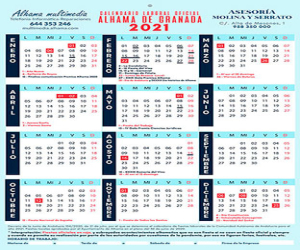 Disponibles los calendarios laborales oficiales 2021 de Alhama de Granada