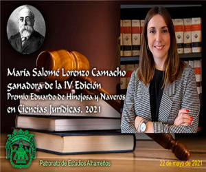 María Salomé Lorenzo Camacho es la ganadora del IV Premio en Ciencias Jurídicas “Eduardo de Hinojosa”