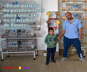 El cacileño Fernando Martín, cuenta, entre sus casi dos centenares de pájaros, con varios canarios diamantes gould, campeones del mundo