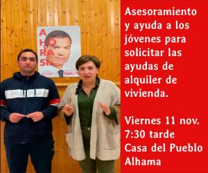 Sandra García ofrece desde el PSOE de Alhama, asesoramiento a los jóvenes para solicitar las ayudas de alquiler de vivienda