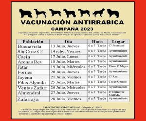 Vacunación antirrábica, campaña 2023 en la comarca de Alhama