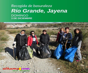 Actividad de recogida de basura en el río Grande de Jayena