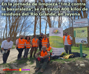 En la jornada de limpieza "1m2 contra la basuraleza", se retiraron 400 kilos de residuos del 'Río Grande', en Jayena