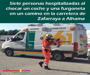 Siete personas hospitalizadas al chocar un coche y una furgoneta en un camino en la carretera de Zafarraya a Alhama