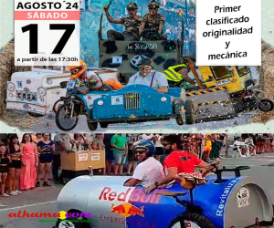 Javi Moreno con su Red Bull premio a “La originalidad y mecánica”, en los Autos Locos de Alfacar