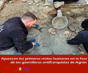 Aparecen los primeros restos humanos en la fosa de los guerrilleros antifranquistas de Agrón
