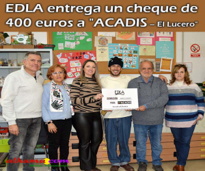 EDLA entrega un cheque de 400 euros a "ACADIS – El Lucero"
