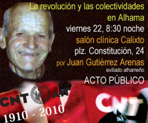 La conferencia 'La Revolución y las Colectividades en Alhama de Granada', también en Alhama