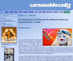 La web del carnaval de Cádiz recoge el aporte generoso del Pitorreo
