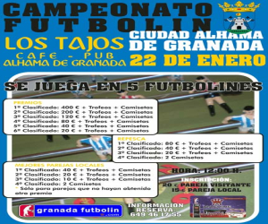 Este domingo se celebra el Campeonato Provincial de Futbolín “Ciudad   de Alhama”