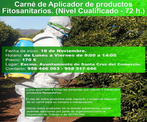 Curso de aplicador de fitosanitarios de nivel cualificado y comienzo inmediato