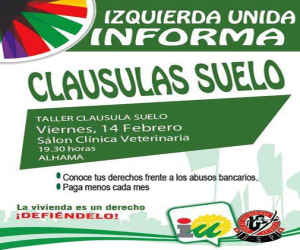 Este viernes, 14 de febrero, puedes consultar dudas sobre tu hipoteca en un taller que organiza IU