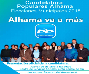 El día 30 el PP hace el acto de presentación de su candidatura