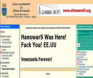 La página del ayuntamiendo de Alhama -hackeada-
