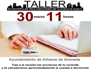 El jueves, 30 de marzo, reunión y asesoramiento sobre las ‘Cláusulas suelo’