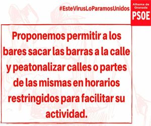 Segunda propuesta de medidas de apoyo a nuestros bares y restaurantes