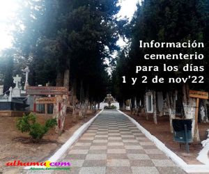 Horario de autobús para el cementerio municipal de Alhama, los días 1 y 2 de noviembre 