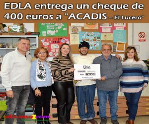 EDLA entrega un cheque de 400 euros a "ACADIS – El Lucero"
