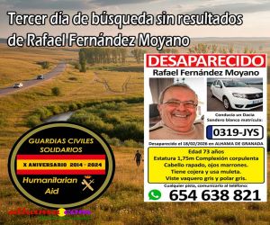 Tercer día de búsqueda sin resultados de Rafael Fernández Moyano, con una respuesta colectiva que no se rinde