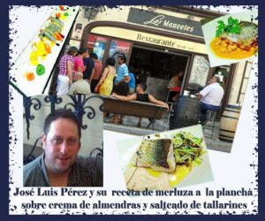 Nueva receta de José L.Pérez: Merluza a la plancha sobre crema de almendras y salteado de tallarines