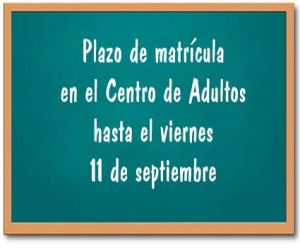 Plazo extraordinario de solicitud de matrícula del centro de Adultos