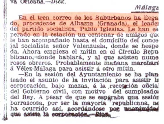  Nota de prensa publicada en La Vanguardia el 17/05/1913 