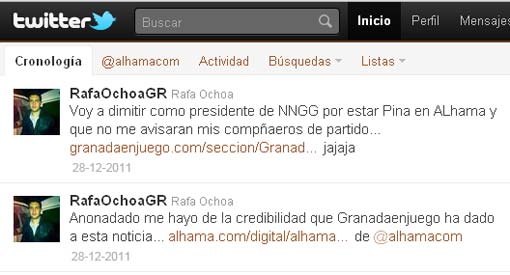  Rafa Ochoa se hacía eco en sus twitts 