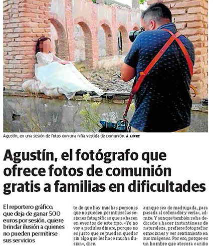 El fotógrafo residente en Agustín Zurita, noticia en los medios por su iniciativa solidaria