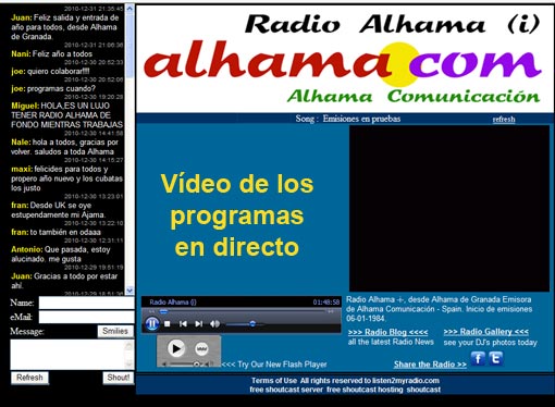  Apasriencia que presenta la página de Radio Alhama (i) 