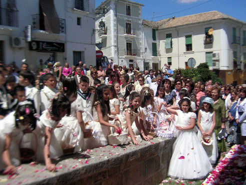 En los altares se lanzaron petalos de rosa