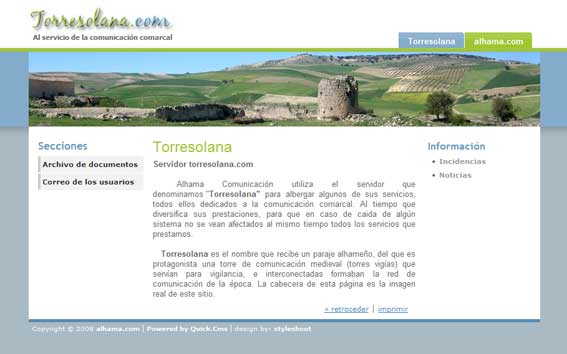  Servidor torresolana.com, donde alhama.com aloja servicios de los usuarios, entre ellos los blogs 