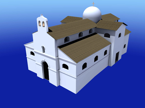 Imagen virtual que presentaría la Iglesia Vieja de haberse conservado. Montaje: Dinamo Cultural