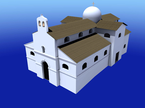 Imagen virtual que presentaría la Iglesia Vieja de haberse conservado. Montaje: Dinamo Cultural