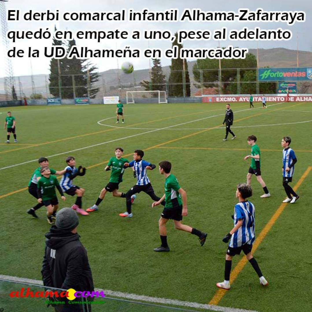 El derbi comarcal infantil Alhama-Zafarraya quedó en empate a uno, pese al adelanto de la UD Alhameña en el marcador