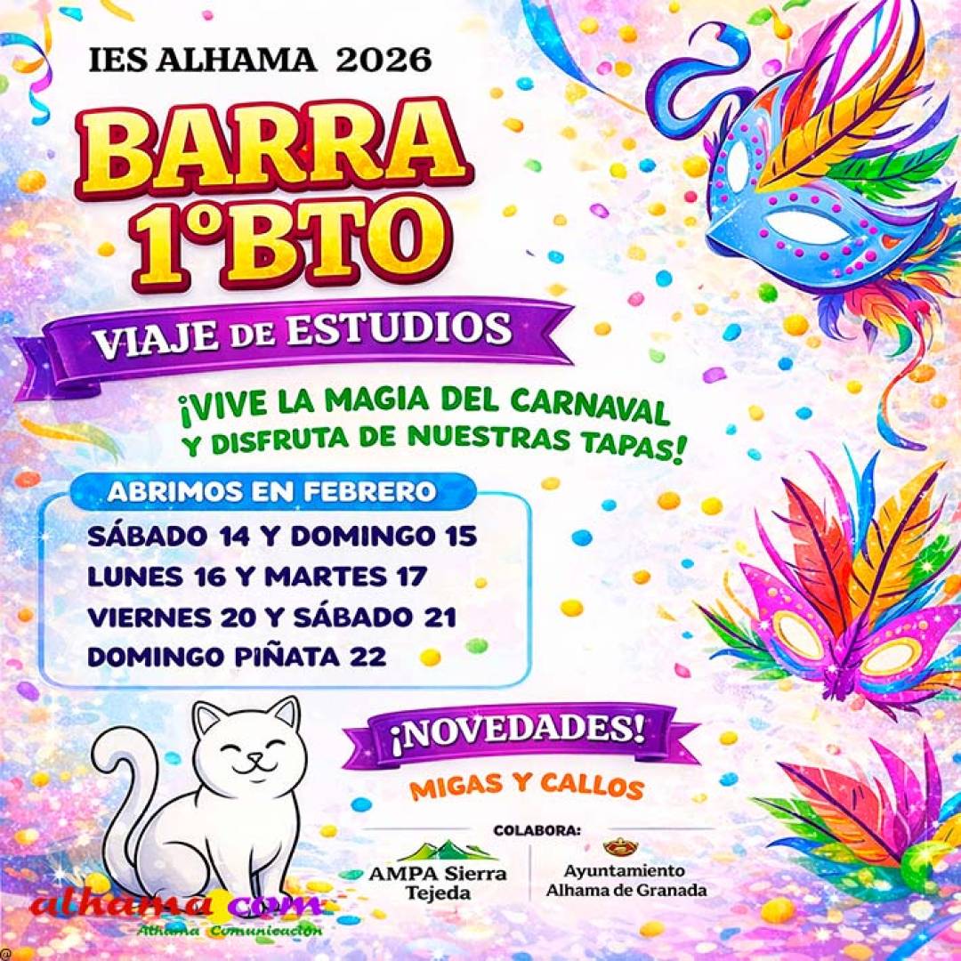 La barra del IES Alhama se llena de alegría en Carnaval pensando en Budapest