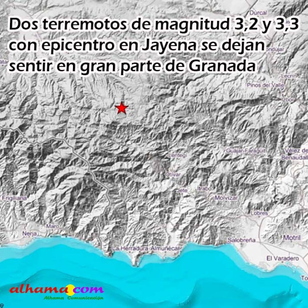 Dos terremotos de magnitud 3,2 y 3,3 con epicentro en Jayena se dejan sentir en gran parte de Granada